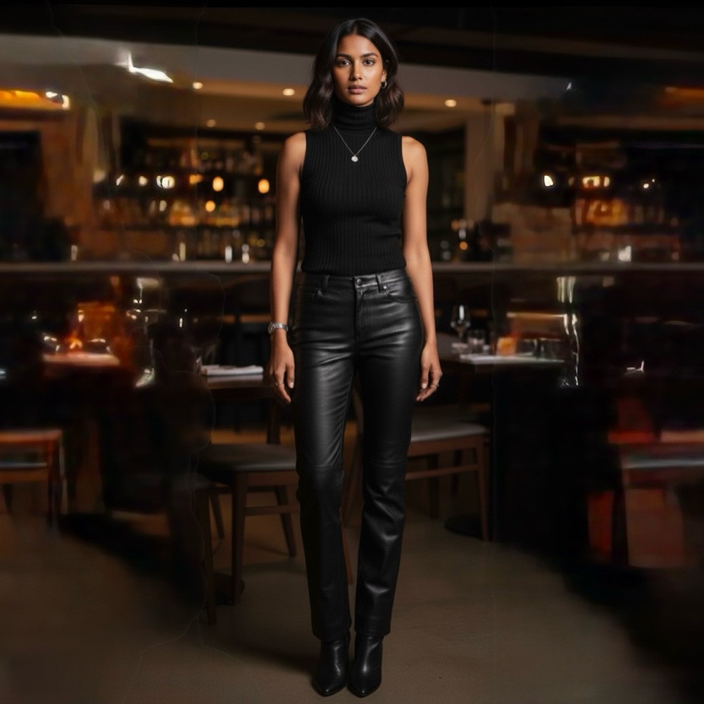 VINTAGE Leather Holt Renfrew Women’s Black Pants - Size 2